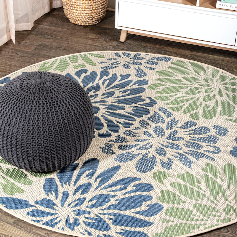 JONATHAN Y Floral Textured Weave Indoor/Outdoor Area Rug