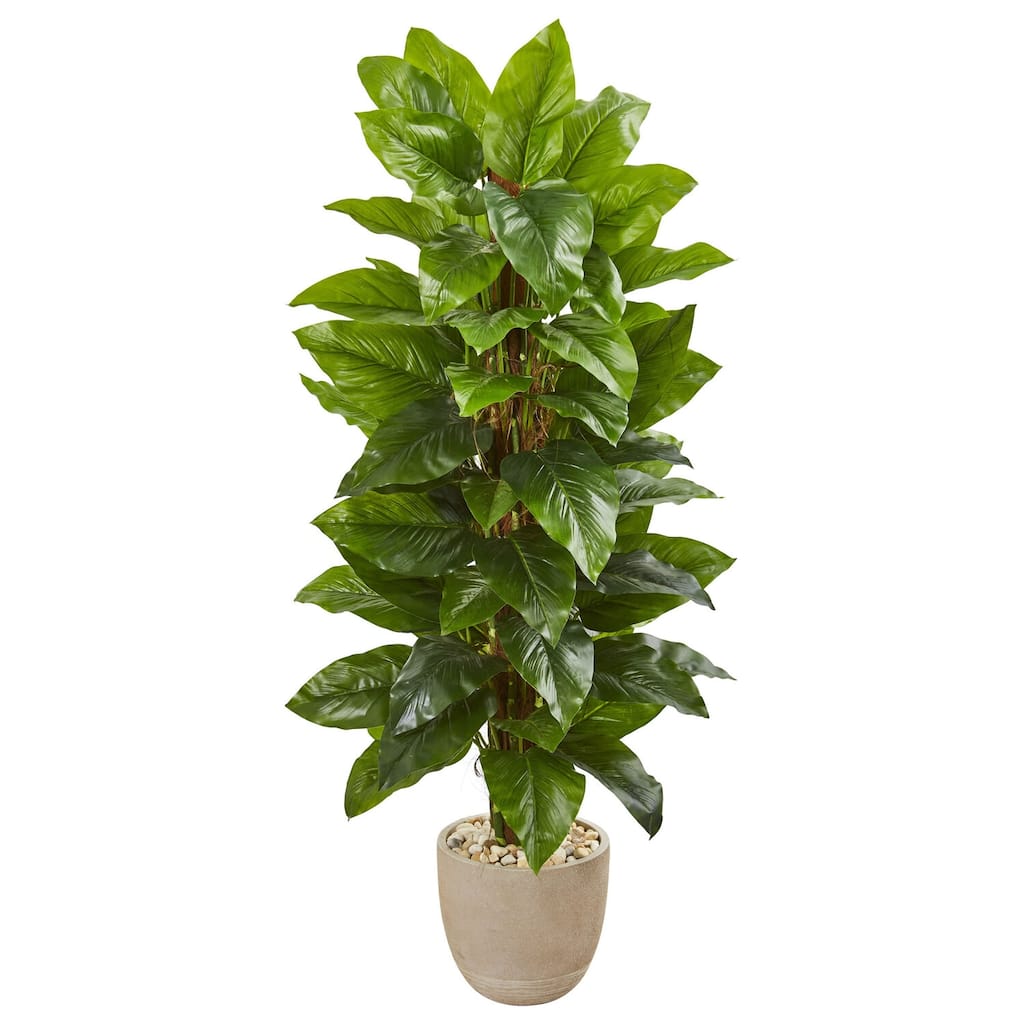 Artificial Mediterranean Plant 36" Indoor Decor, Sunset Multicolor Leaves, Bedroom Accent, Home Living Room Décor - Green - 58