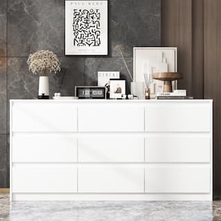 63"W 9 Drawer Dresser Accent Dresser for Living Room Bedroom Chest