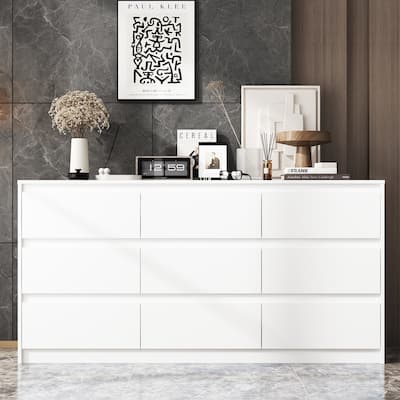 63"W 9 Drawer Dresser Accent Dresser for Living Room Bedroom Chest