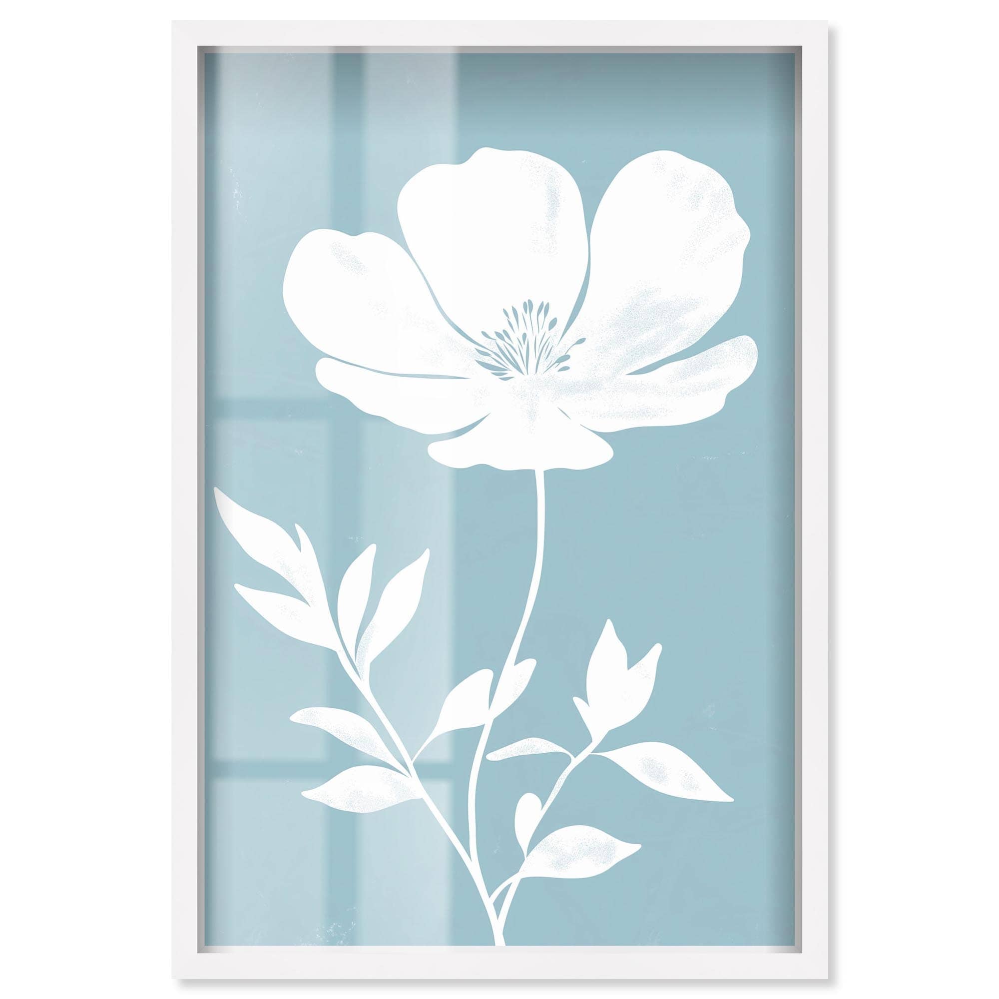 White Silhouette Floral Wall Decor Shadowbox Print by Art Remedy