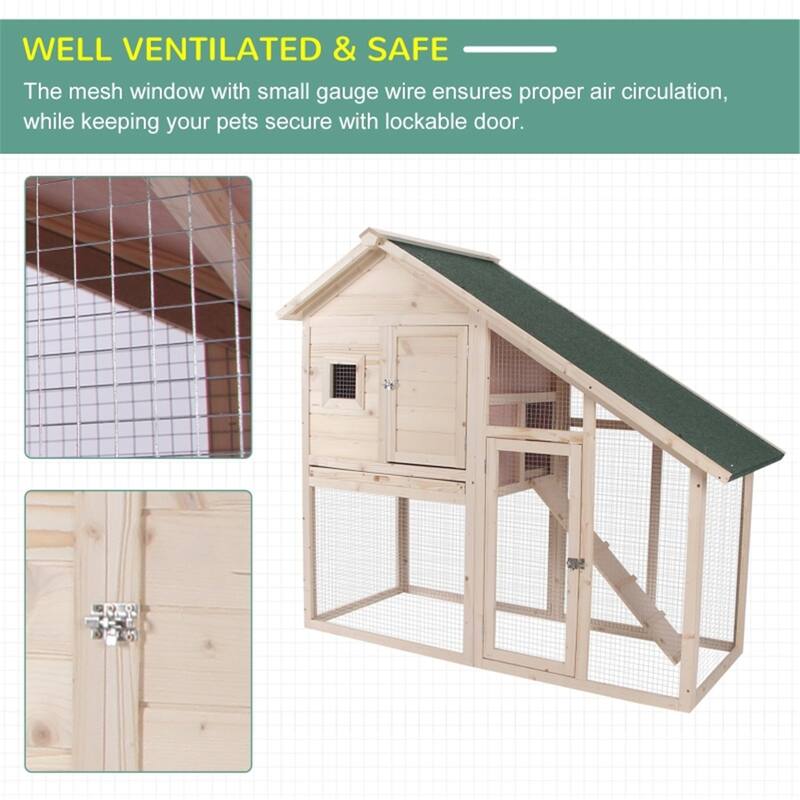 Multi-Functional Small Bunny Cage with Ramp and Backyard Run - 55" L x 25.5" W x 48" H