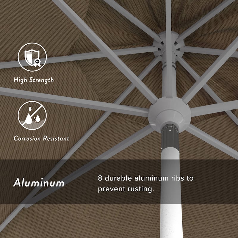 California Umbrella 11' Rd. Aluminum Market Umbrella, Crank Lift, Collar Tilt, Dbl Wind Vent, White Finish, Olefin Fabric