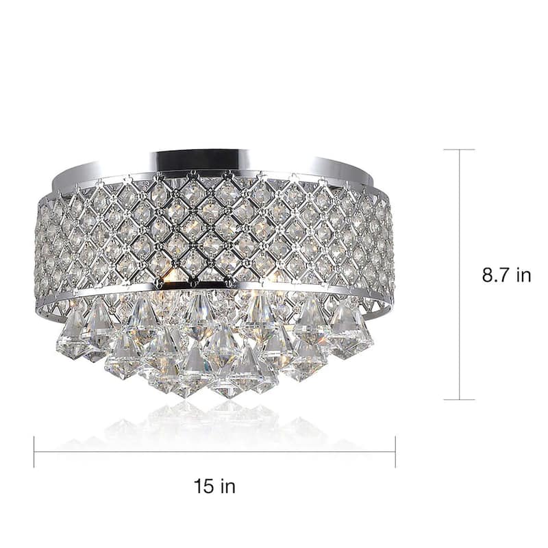 Silver Orchid Taylor 4-light Crystal Flush Mount Chandelier