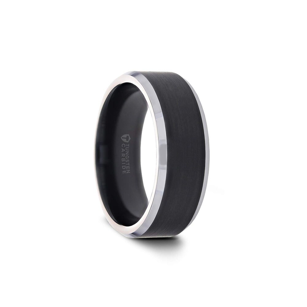 Bridal Wedding Bands Fancy Bands Ceramic Black Faceted 8mm Polished Beveled Edge Band Size 9