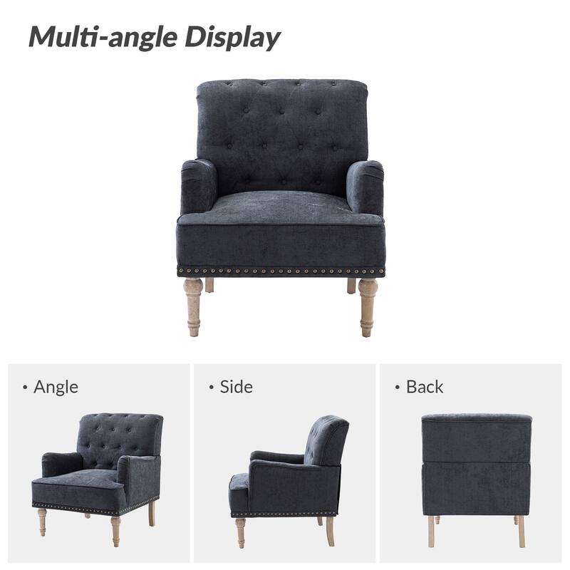 Geltrude Classic Upholstered Accent Arm Chair with Button Tufted Back by HULALA HOME
