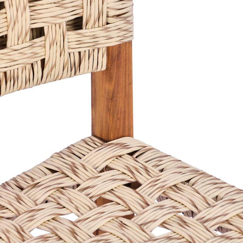 Christopher Knight Home - Modern Acacia Wood Outdoor Bar Stools with Teak Finish and Wicker Back Patio Chairs