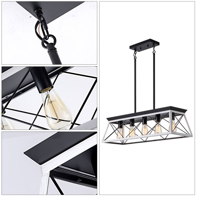 31.5in Dimmable 5-Light Farmhouse Chandeliers For Dining Room No Bulb
