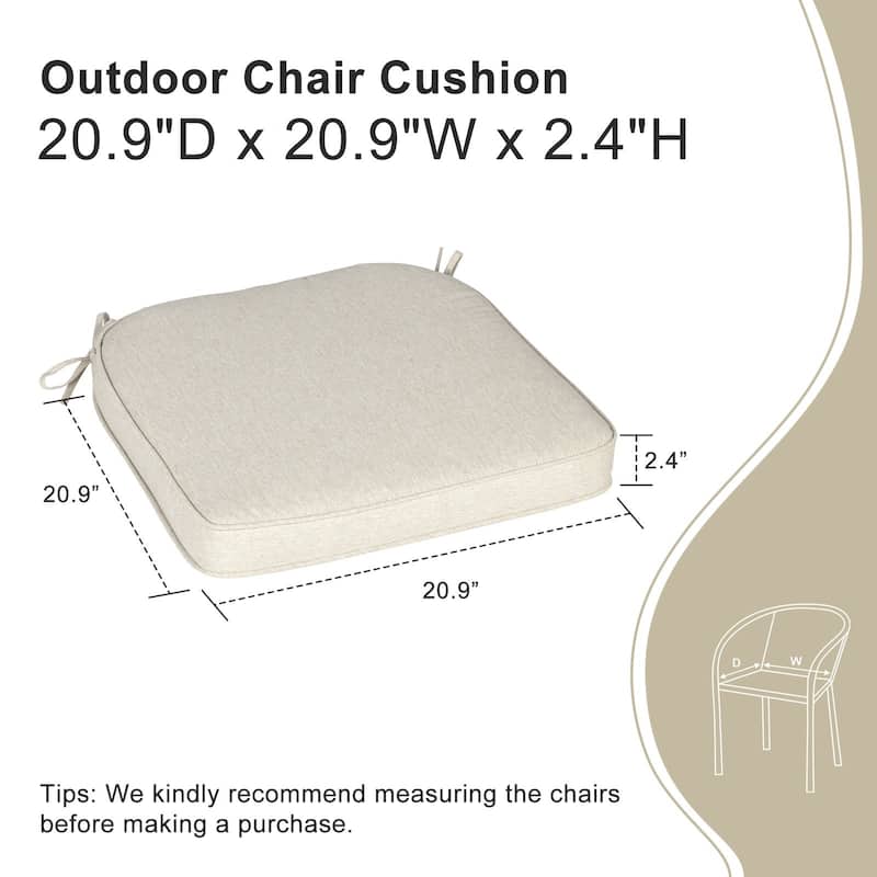 Aoodor Outdoor Dining Chair Cushions Set of 4, Outdoor Chair Pads with Ties, 21 x 21 inch - 21"x21"