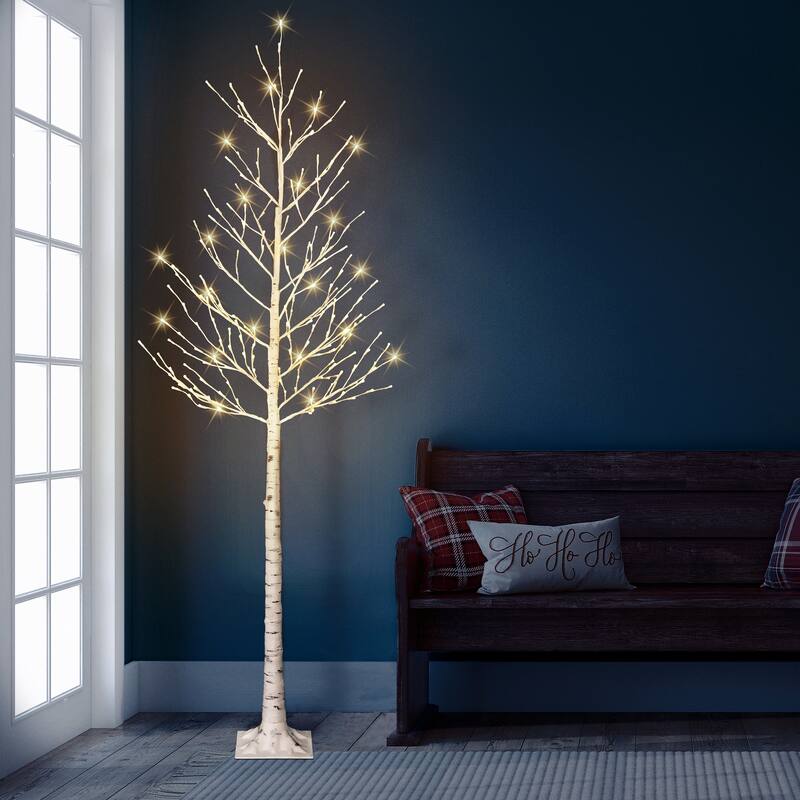 Puleo International 8 ft. Pre-Lit White Artificial Twig Tree