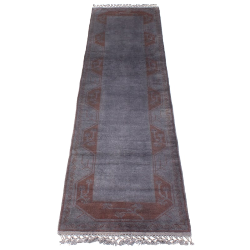 ECARPETGALLERY Hand-knotted Color Transition Grey Wool Rug - 2'8 x 10'6