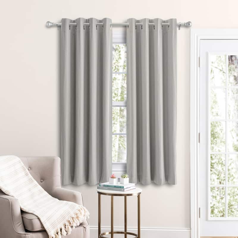 Grand Pointe 45 inch Length Short Grommet Blackout Curtain Panel with attachable wand - 54x45 - Smoke