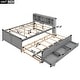 preview thumbnail 46 of 58, Captain Bed Space-Saving Platform Bed Frame with 5 Storage Shelf USB Port, Twin Size Trundle with 3 Drawers and Wheels