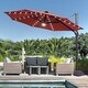 preview thumbnail 1 of 30, AOOLIMICS 11ft. Cantilever Outdoor Solar-lighted LED Aluminum Umbrellas w/Base Stand, Patio Round Offset Market Umbrella Red