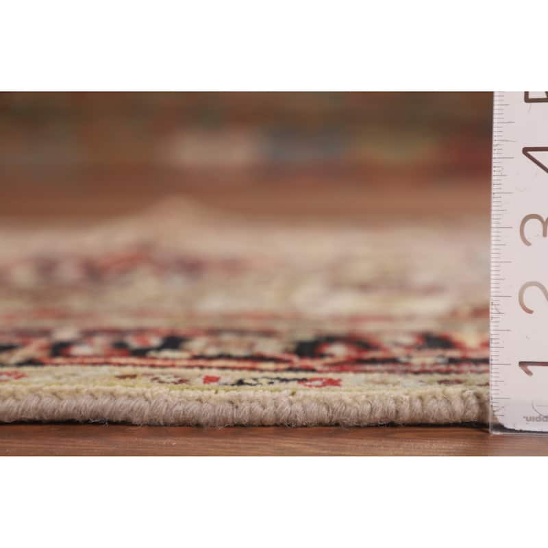 Ivory Geometric Heriz Serapi Indian Rug Hand-Knotted Wool Carpet - 3'11" X 5'10"