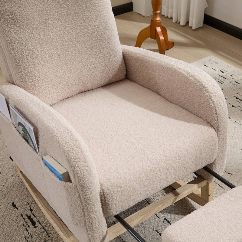 Modern Accent Rocking Chair Rocking Chair with Solid Wood Legs