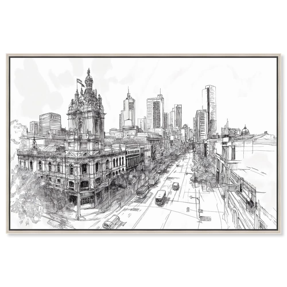 Collins Street Sketch Canvas by Art Remedy