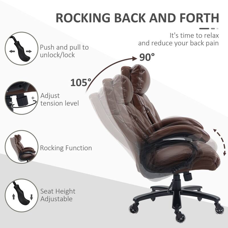 Modern PU Leather Office Chair High Back Office Chair with Spring System Height Adjustable and Tilt, for Office