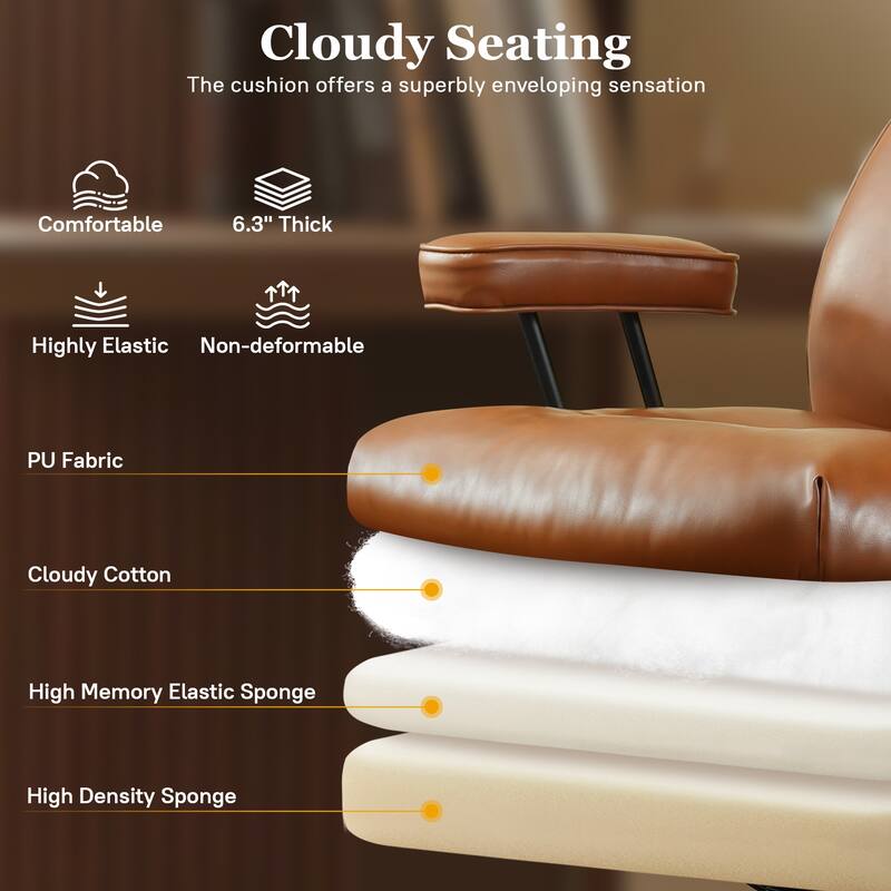 OVIOS PU Leather Ergonomic Lumbar Support Office Chair Desk Chair