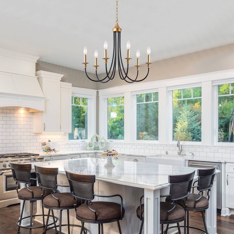 6-Light Farmhouse Antique Candlestick Dining Room Chandelier Fixture