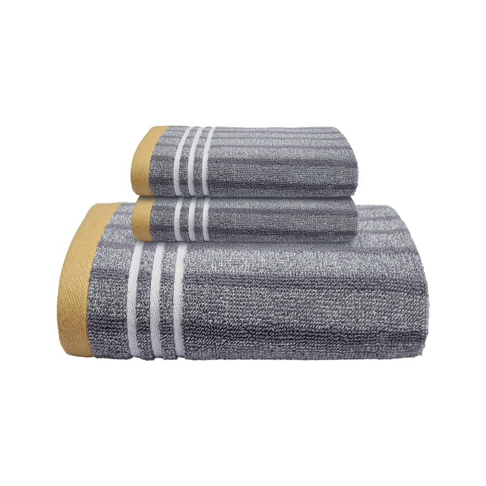 3 Piece Cotton Striped Bath Towel Set