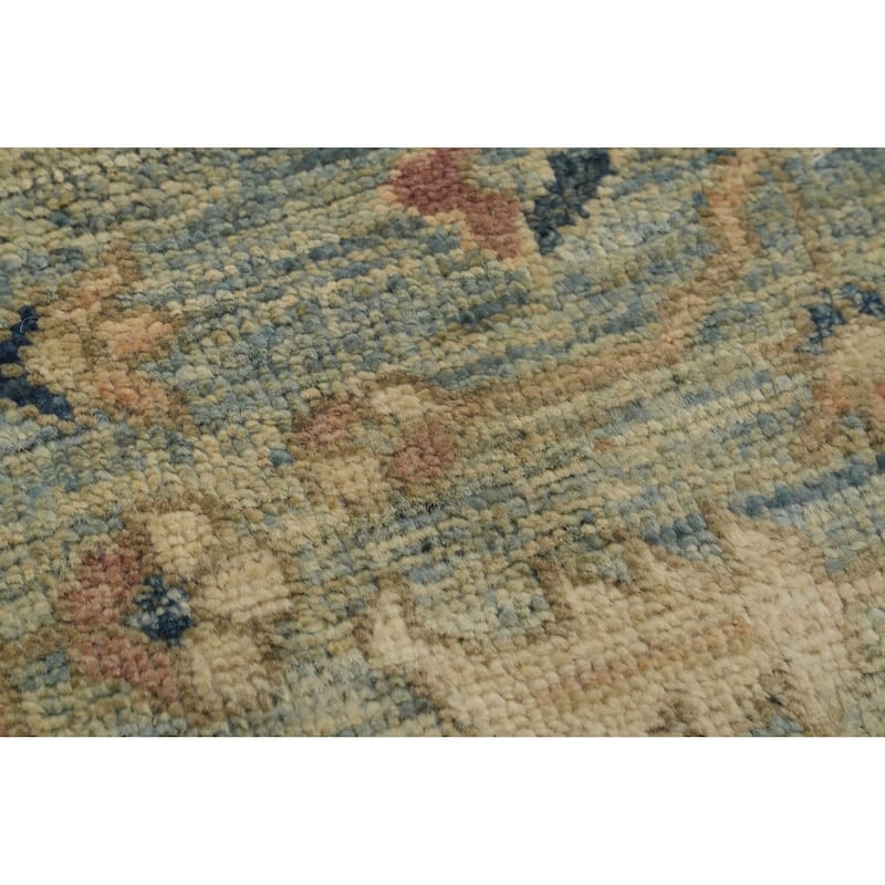 Hand Knotted Oriental 100% Wool Carpet Traditional Floral Navy Blue & Blues Ziegler Runner Rug - 22' 5'' X 3' 0''