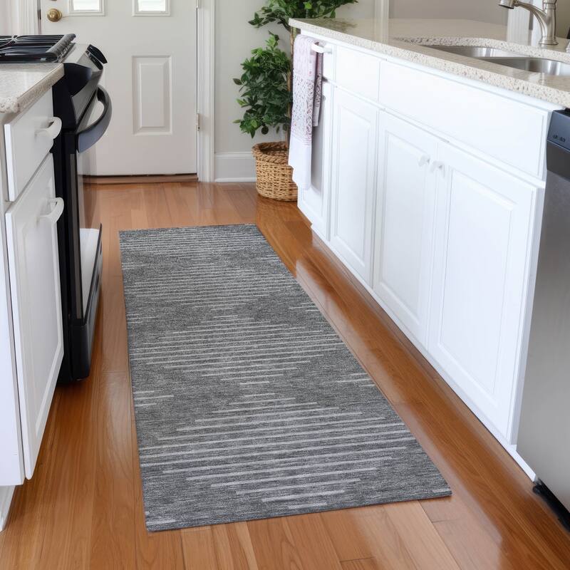Premium Washable Super Soft Modern Geo Mayfield Rug - Charcoal - 2'3" x 7'6"