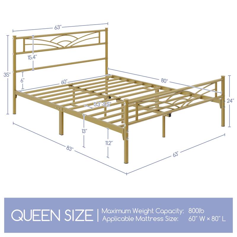 Yaheetech Metal Platform Bed Frame with Underbed Storage Bed Frame with Cloud-inspired Design Headboard
