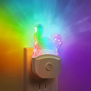 2 Pack Cat Plug In Dusk-To-Dawn Sensor Night Light Color-Changing Kids Night Light 10-Color RGB  LED Night Light For Bathroom
