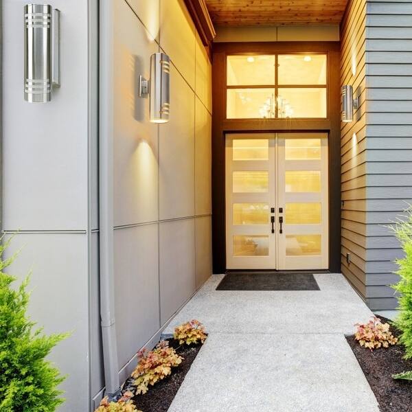2 Light Wall Sconce Modern Outdoor Lighting Cylinder Up Down Lamp On Sale Overstock 31631327
