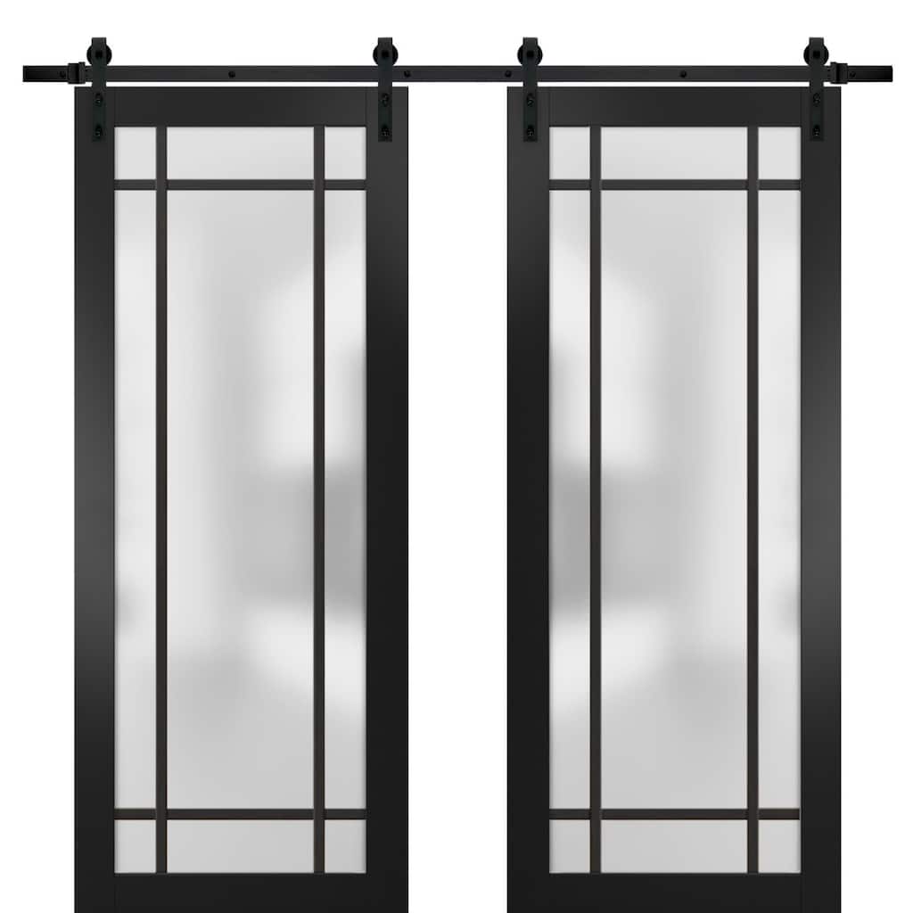 Sturdy Double Barn Door 36 x 80 Planum 2112 Matte Black 13FT