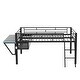 preview thumbnail 8 of 11, Functional Design Metal Loft Bed with Ladder, Guardrail, Built-in Desk, Storage Shelf and LED Light, Full, Black