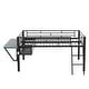 preview thumbnail 8 of 11, Gaming Mid Loft Bed with Desk, LED, Full, Black