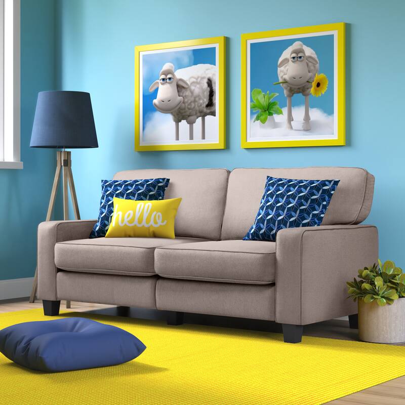 Serta Palisades Upholstered 73" Sofas for Living Room Modern Design Couch, Straight Arms, Soft Upholstery, Tool-Free Assembly