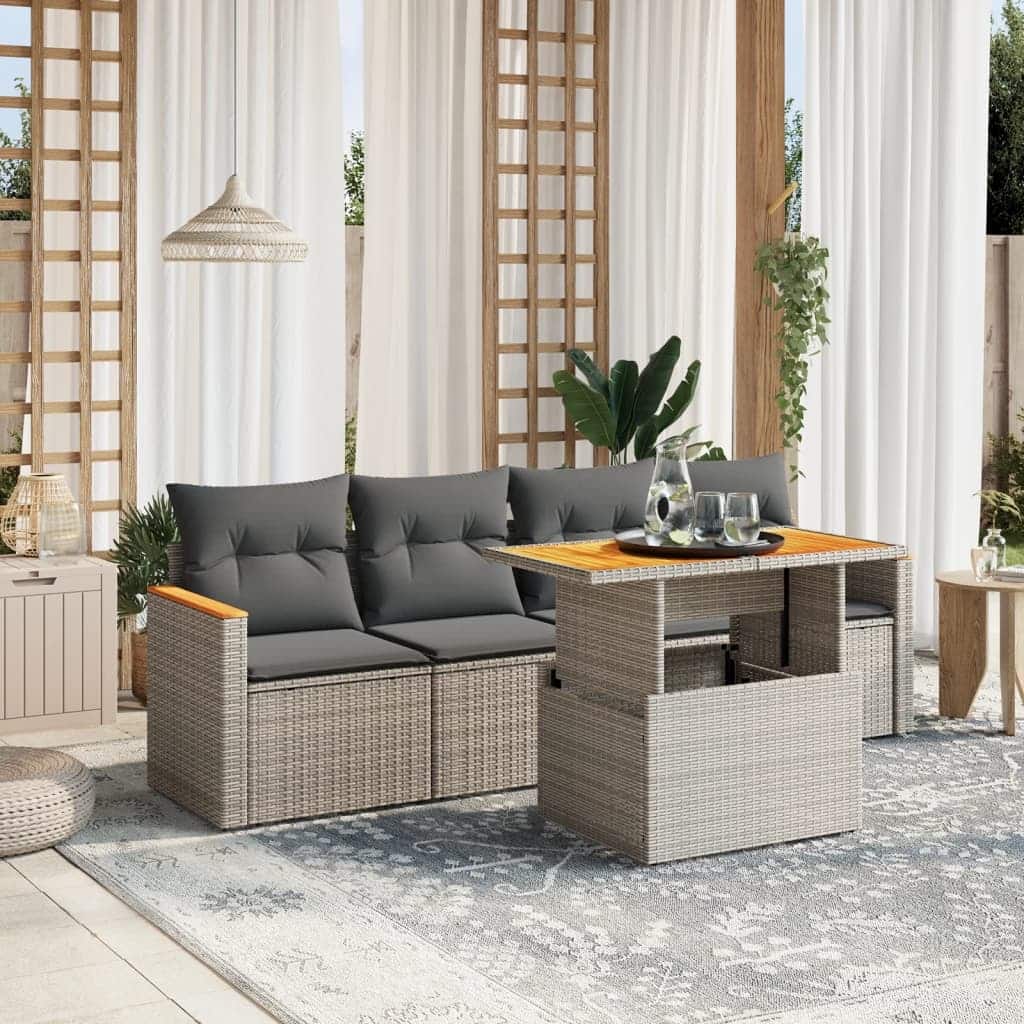 vidaXL Garden Sofa Set Grey - 21.7 x 39.4 x 28.7