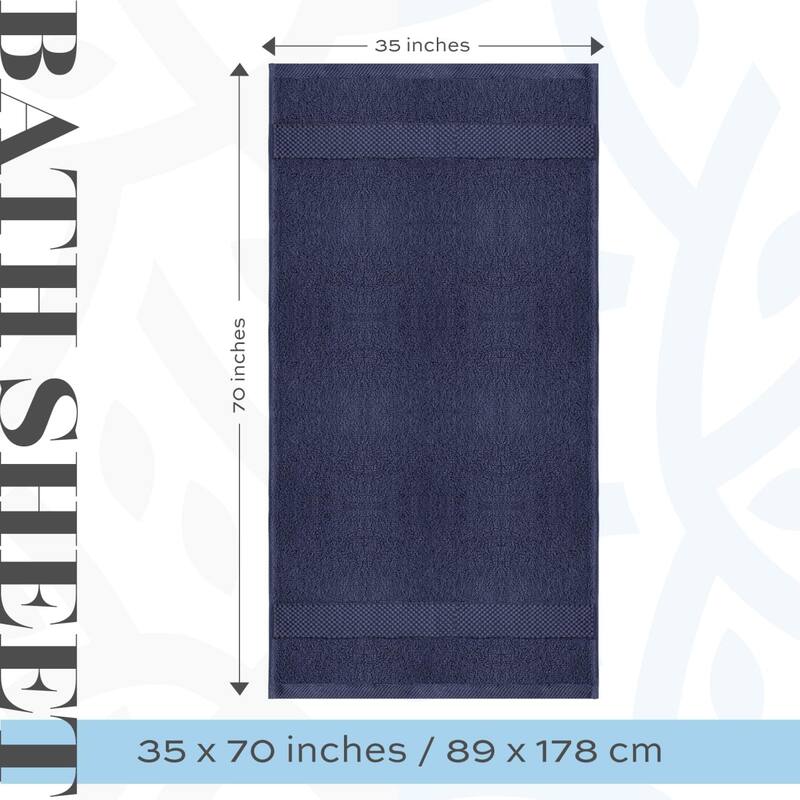 White Classic Luxury Cotton Oversized Bath Sheet 35x70 - Set of 2