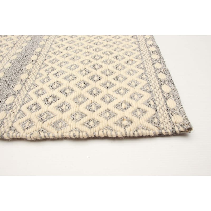 ECARPETGALLERY Hand Tufted Sienna Cream Wool Rug - 5'6 x 7'7