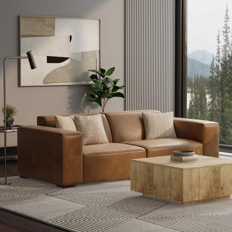WyndenHall Biggs 2-Seater Modular Sofa - Caramel Brown