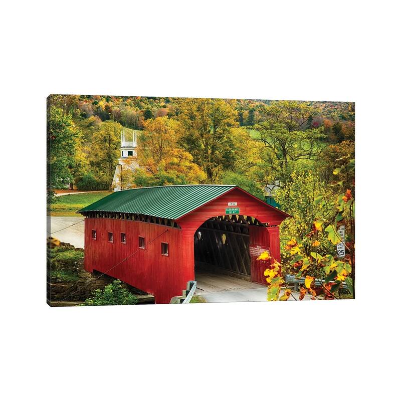 iCanvas "Scenic Covered Bridge Of West Arlington, Vermont" by George Oze Canvas Print