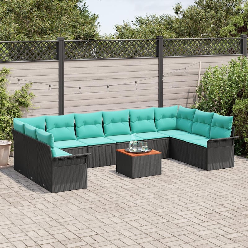 vidaXL 11 Piece Garden Sofa Set with Cushions - 135.4×73.8×27.2