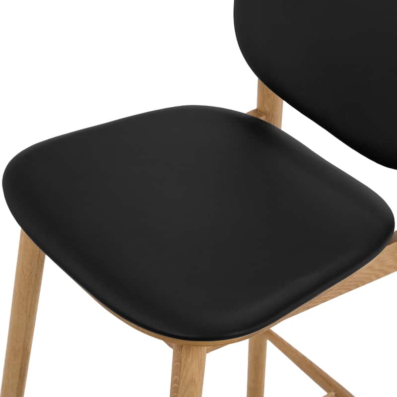 Poly and Bark Bonato Leather Counter Stool - Solid Wood Frame