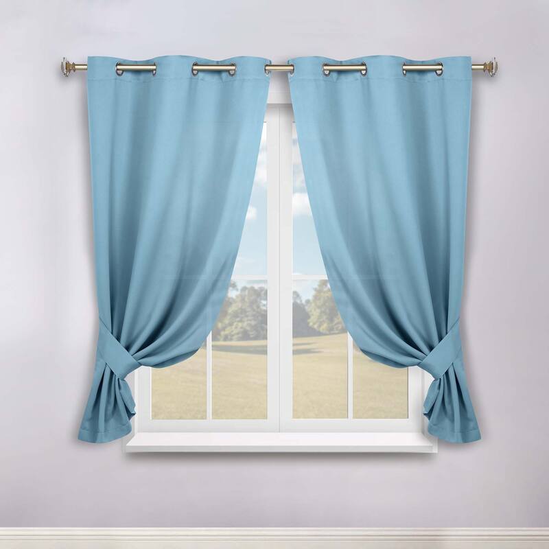 Superior Solid Machine Washable Room Darkening Blackout Curtains with Back Tabs, Set of 2