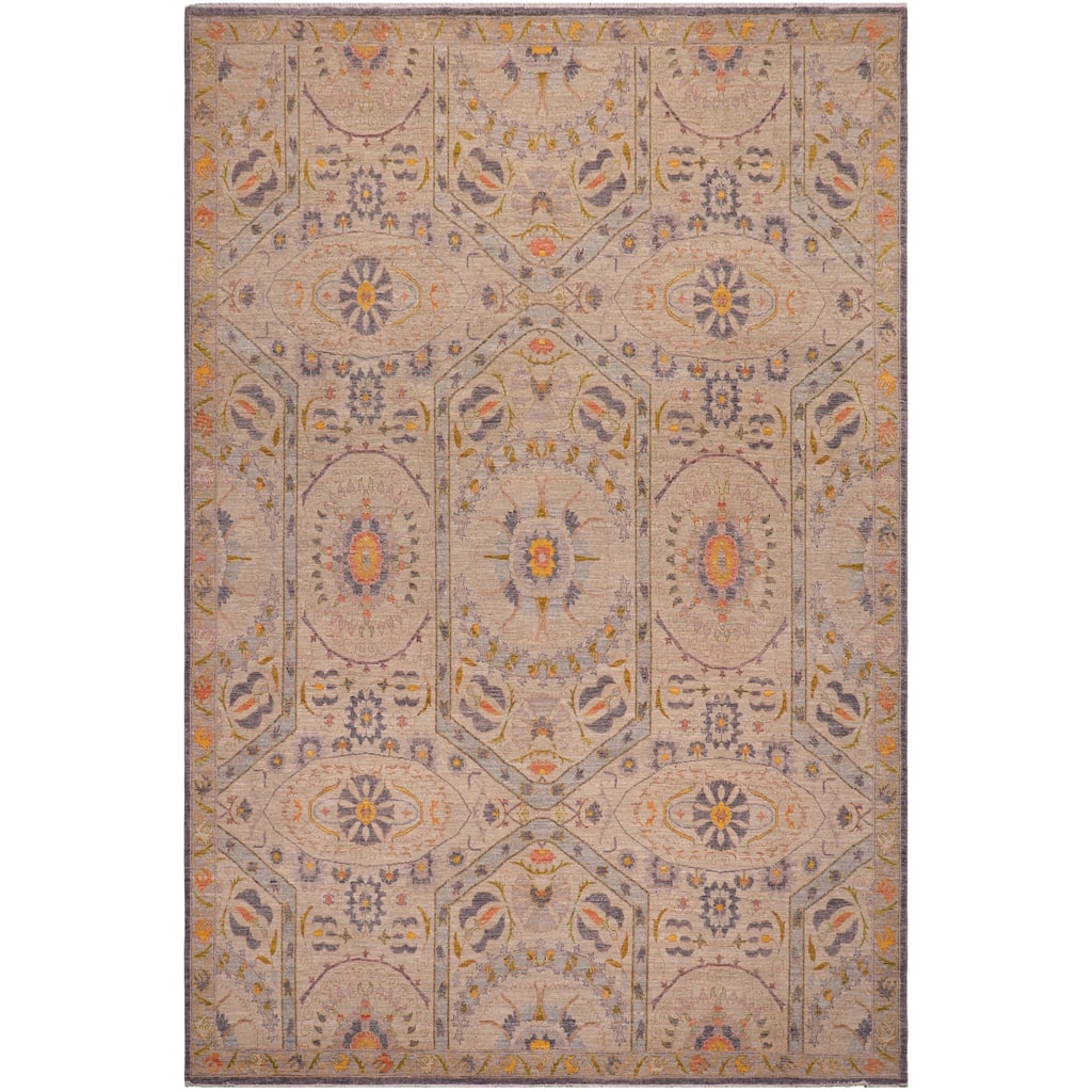 Eclectic Ziegler Gideon Light Gray/ Light Green Wool Rug - 9'1'' x 11'8''