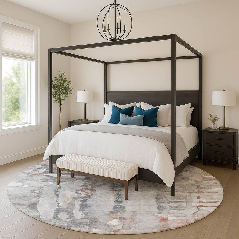 Premium Washable Super Soft Contemproary Rugged Mayfield Rug - Copper - 8' x 8'