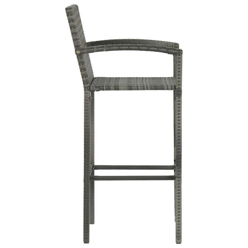 vidaXL Bar Stools 2 pcs Gray Poly Rattan - 20.5" x 22" x 46.5"