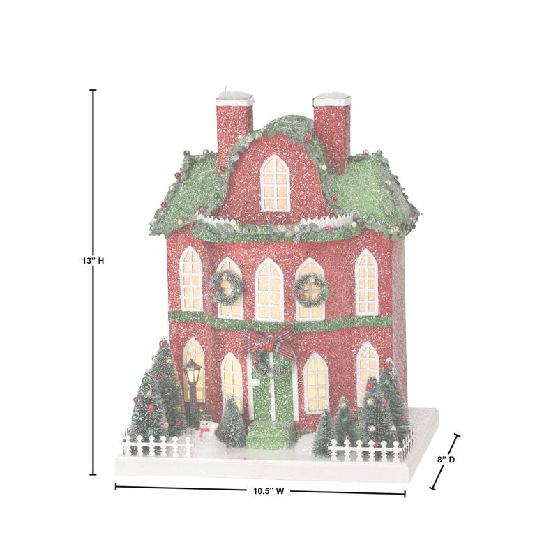 13" Led Cardboard Village Manor