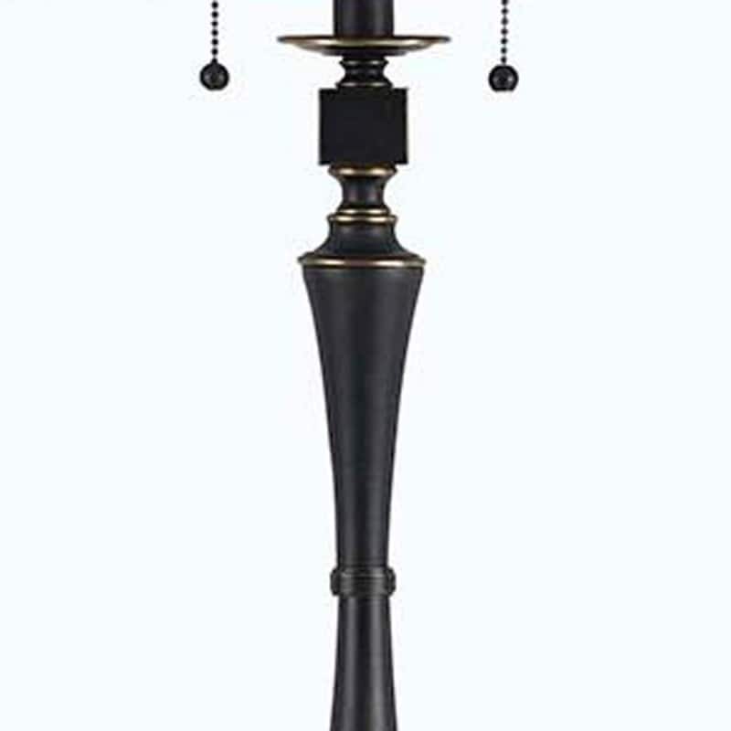 61" Bronze Two Light Traditional Shaped Floor Lamp With Brown Square Shade - 17" x 17" x 61"
