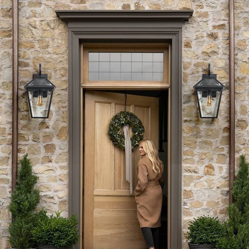 Outdoor Black Lantern Sconce Light, 2-Pack - 2 Pack