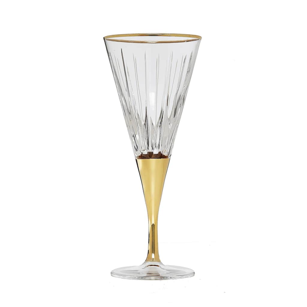 Set of 6 Gold Stemmed Wine Glasses