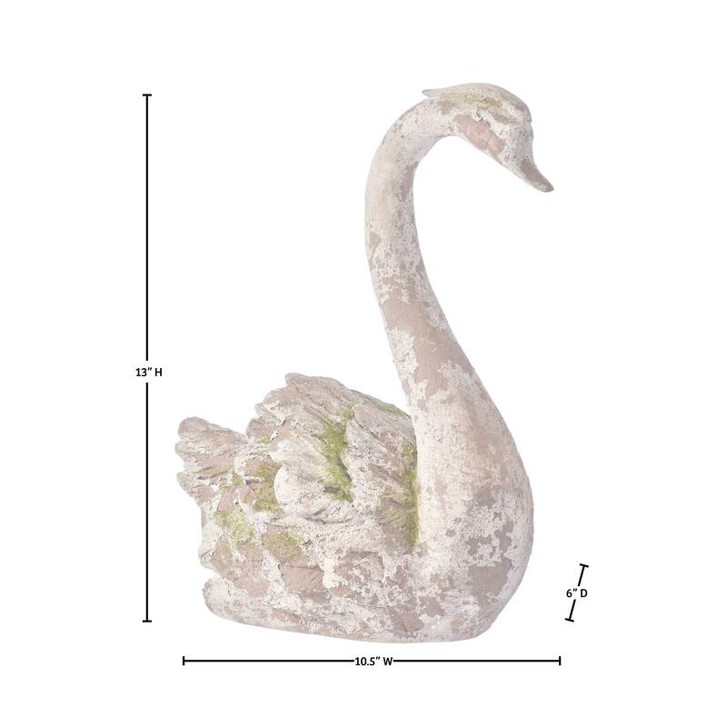 13" Resin Mossed Swan